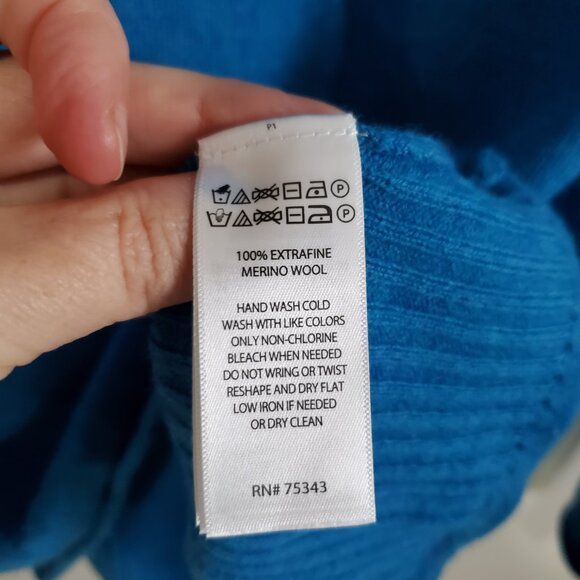 CYNTHIA ROWLEY Merino Wool Knit Turtleneck Sweater Lightweight Blue Women's XS - Picture 10 of 11